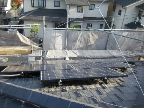 奈良県香芝市Ｔ様邸太陽光発電ｼｽﾃﾑ工事。