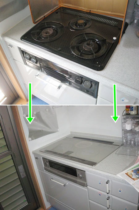滋賀県東近江市　三菱IHクッキングヒーター　オール電化設置