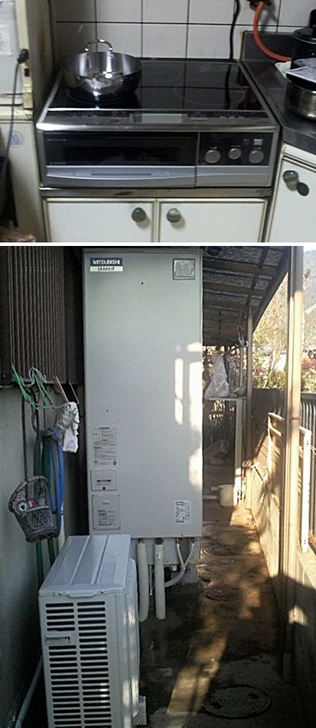京都府亀岡市　三菱エコキュート・ＩＨ　オール電化設置
