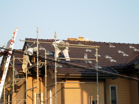 創電　豊橋市　太陽光発電設置工事中　N様邸　