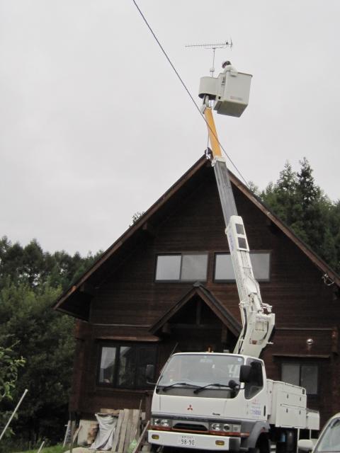 高所のアンテナ工事です【地デジのアンテナ工事】【長野県長野市】オール電化・エコ電化ＪＰ・街の工事屋さん【大光電気商会】