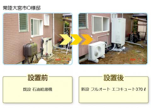 常陸大宮市のO様邸にてエコキュートの工事
