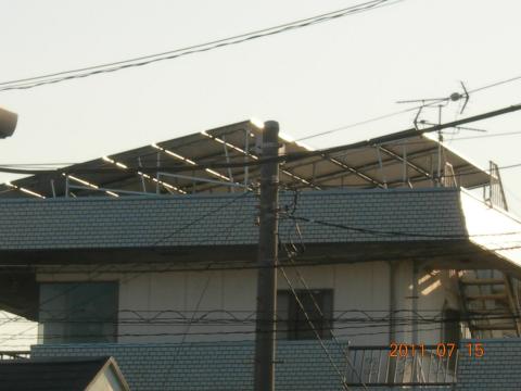 穴開けない施工・太陽光陸屋根６．８４ｋｗ