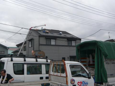 裾野市茶畑　京セラSAMURAIスレート屋根設置