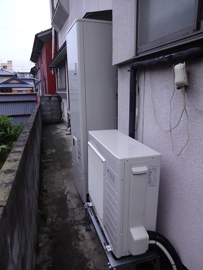 灯油給湯器からエコキュートに交換しました。長野県長野市エコキュート工事・エコ電化本舗㈱大光電気商会