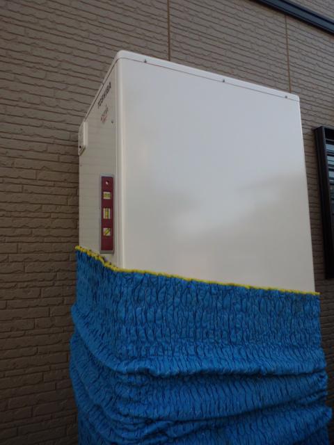 養生カバー着用支度にて